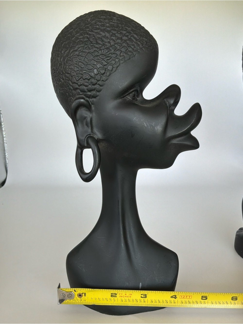 Vintage Mid-Century Modern African Bust Sculptures Set of 2 Black Figurines - Picture 4 of 11